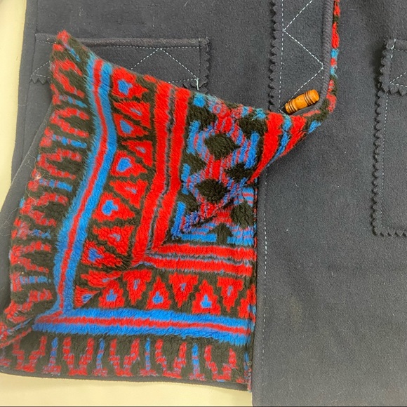 David of Boston blue wool fleece lined hooded  toggle button long coat. - Picture 3 of 14